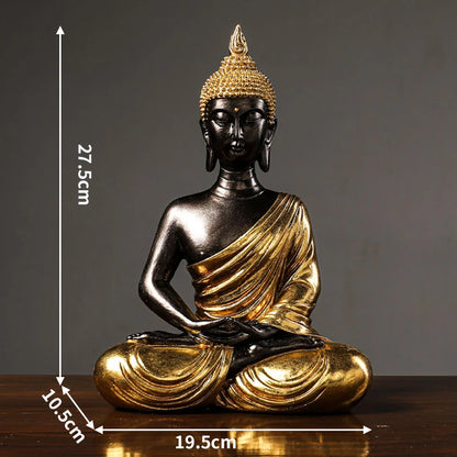 Golden Buddha Statue Resin Figurine Hand MadeThai Buda Buddha Statue Crafts Decorative Ornament Home Decor