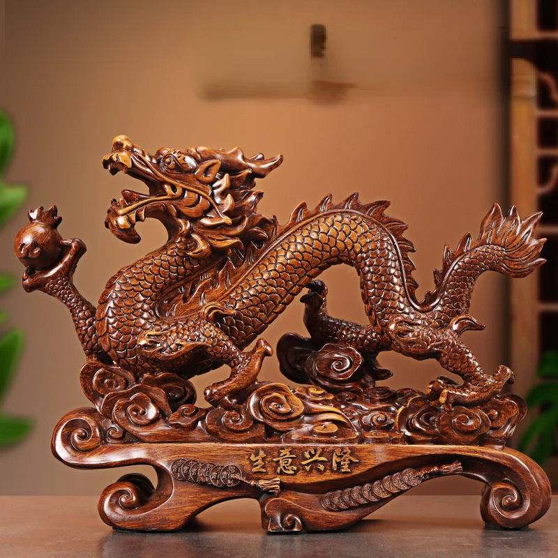 Golden Dragon Large Ornaments To Attract Wealth When Lucky Living Room Store Housewarming Opening Gift Crafts Ornaments