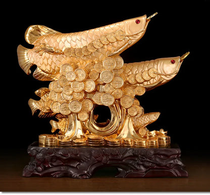 Golden Feng shui fish to attract wealth decoration  large living room arts and crafts hotel office home decoration statue