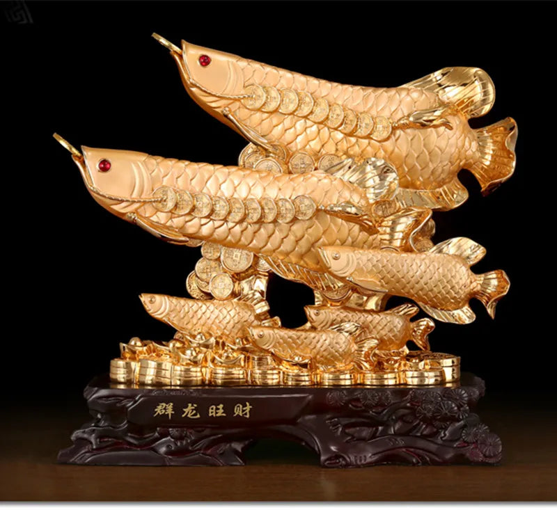 Golden Feng shui fish to attract wealth decoration  large living room arts and crafts hotel office home decoration statue