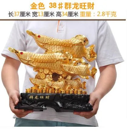 Golden Feng shui fish to attract wealth decoration  large living room arts and crafts hotel office home decoration statue