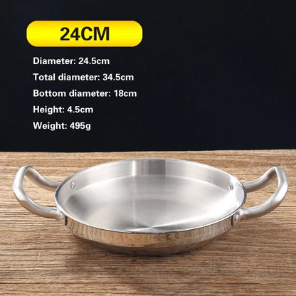 Golden Korean Army Hotpot Thickened commercial double ear Frying pan Dry pot basin Stainless steel Spanish seafood rice pot