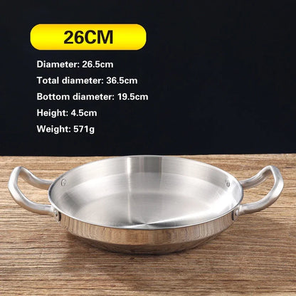 Golden Korean Army Hotpot Thickened commercial double ear Frying pan Dry pot basin Stainless steel Spanish seafood rice pot