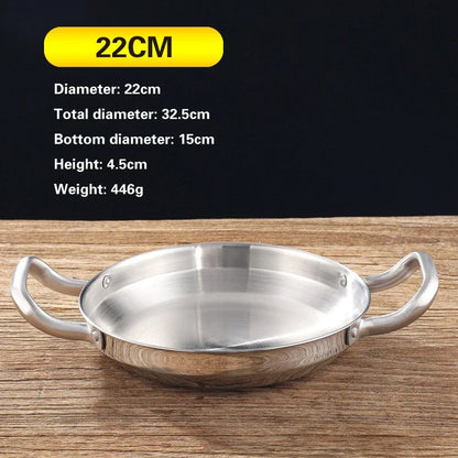 Golden Korean Army Hotpot Thickened commercial double ear Frying pan Dry pot basin Stainless steel Spanish seafood rice pot