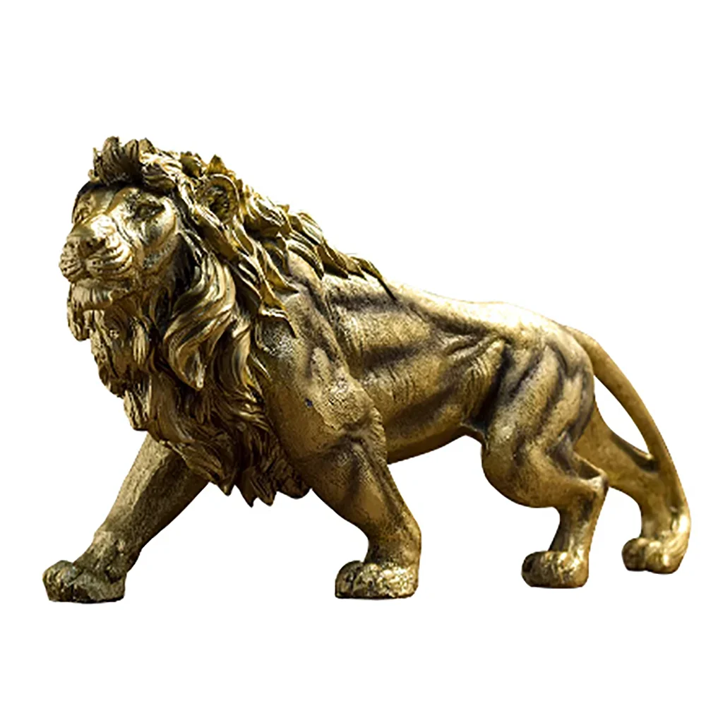 Golden Lion King Resin Ornament Home Office Desktop Animal Statue Decoration Accessories Living Room Home Decoration Ornament