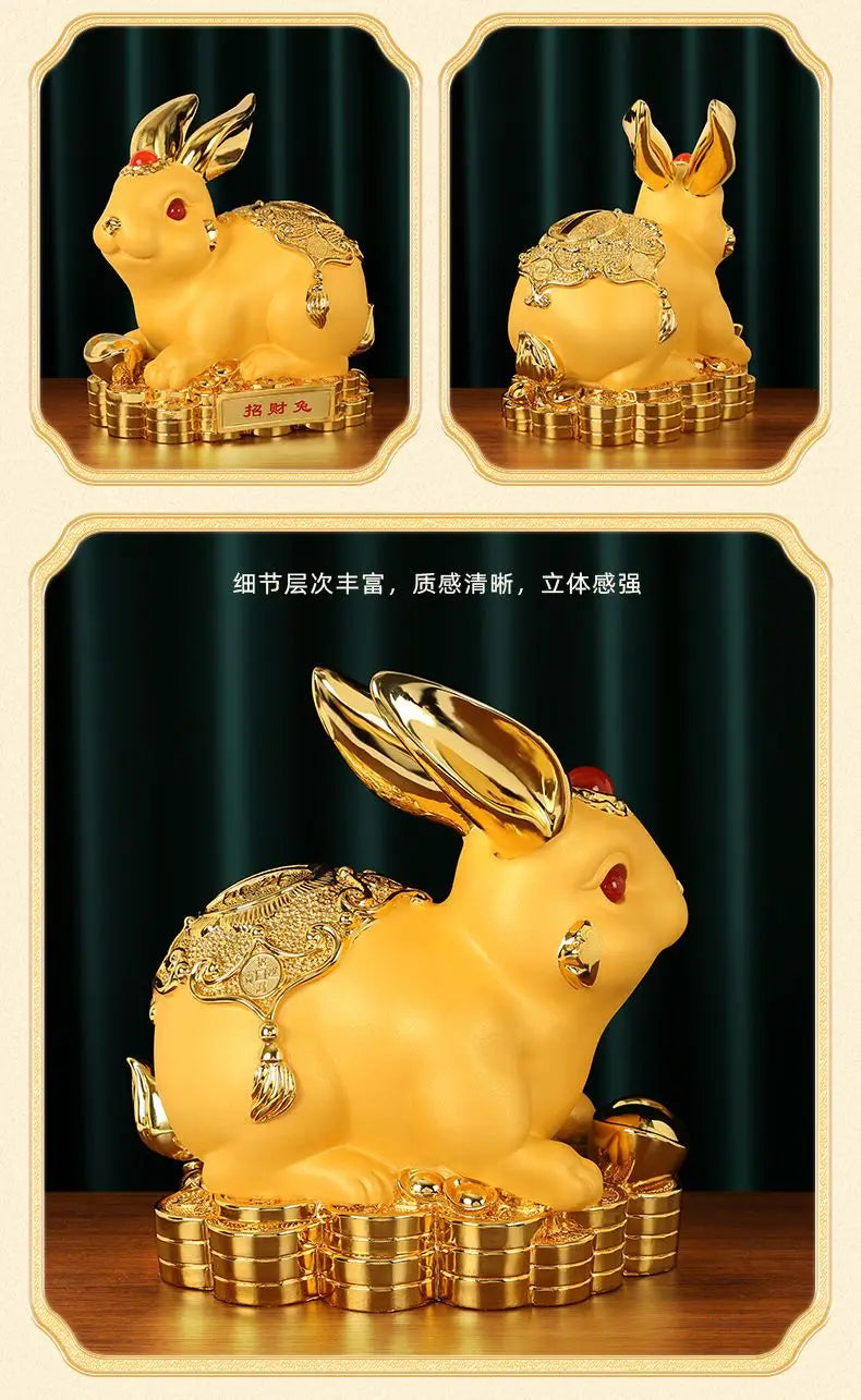Golden Rabbit Fortune Decays Zodiac Rabbit Money Tank Ruyi Wangcai Living Room Decorations Celebration Mascot