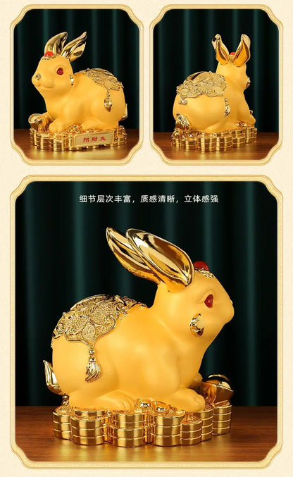 Golden Rabbit Fortune Decays Zodiac Rabbit Money Tank Ruyi Wangcai Living Room Decorations Celebration Mascot