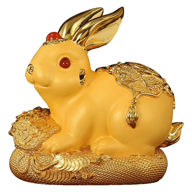 Golden Rabbit Fortune Decays Zodiac Rabbit Money Tank Ruyi Wangcai Living Room Decorations Celebration Mascot