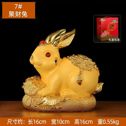 Golden Rabbit Fortune Decays Zodiac Rabbit Money Tank Ruyi Wangcai Living Room Decorations Celebration Mascot