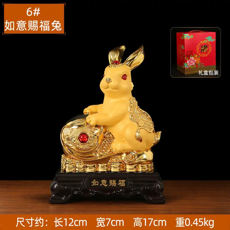 Golden Rabbit Fortune Decays Zodiac Rabbit Money Tank Ruyi Wangcai Living Room Decorations Celebration Mascot