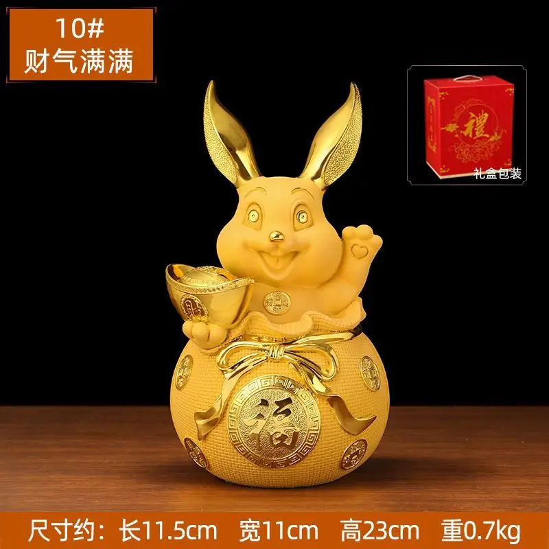 Golden Rabbit Fortune Decays Zodiac Rabbit Money Tank Ruyi Wangcai Living Room Decorations Celebration Mascot
