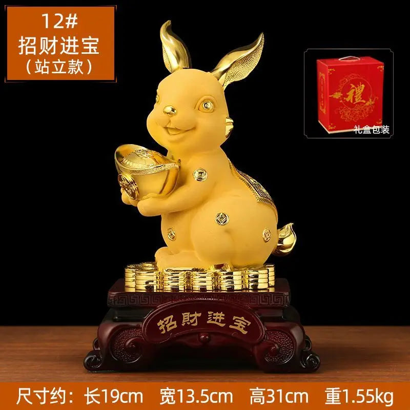 Golden Rabbit Fortune Decays Zodiac Rabbit Money Tank Ruyi Wangcai Living Room Decorations Celebration Mascot