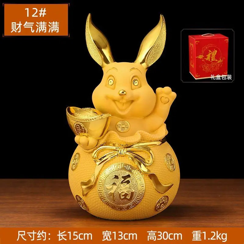 Golden Rabbit Fortune Decays Zodiac Rabbit Money Tank Ruyi Wangcai Living Room Decorations Celebration Mascot