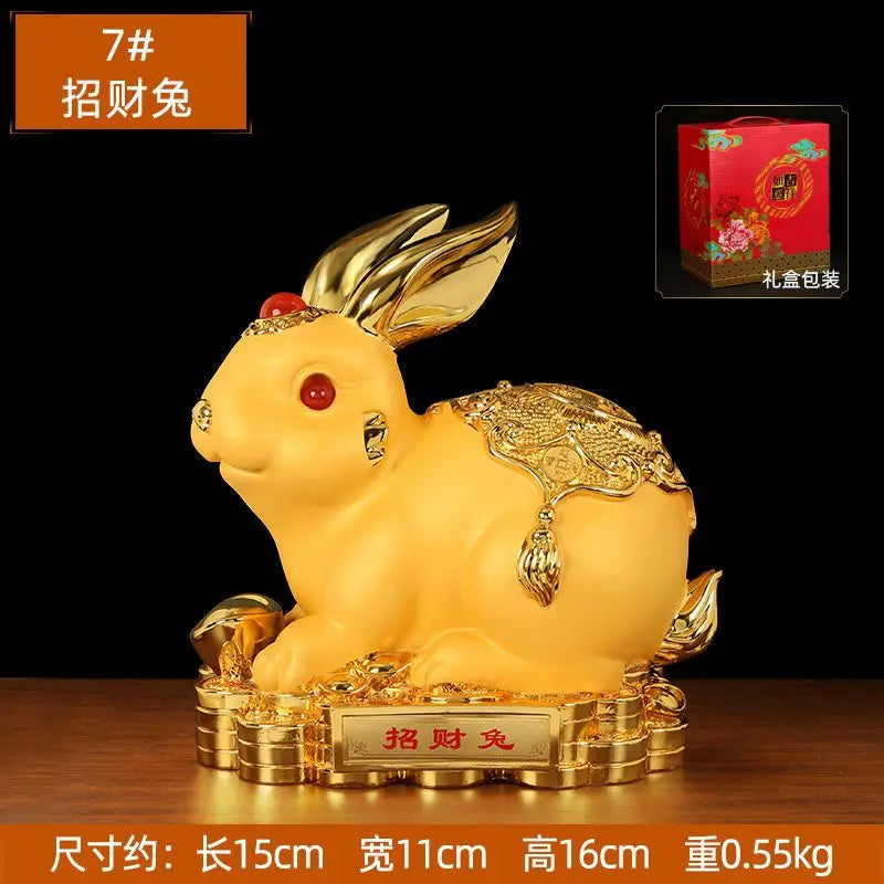 Golden Rabbit Fortune Decays Zodiac Rabbit Money Tank Ruyi Wangcai Living Room Decorations Celebration Mascot
