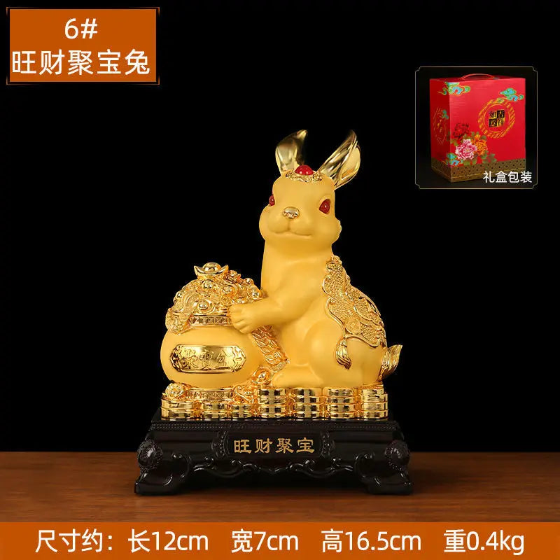 Golden Rabbit Fortune Decays Zodiac Rabbit Money Tank Ruyi Wangcai Living Room Decorations Celebration Mascot