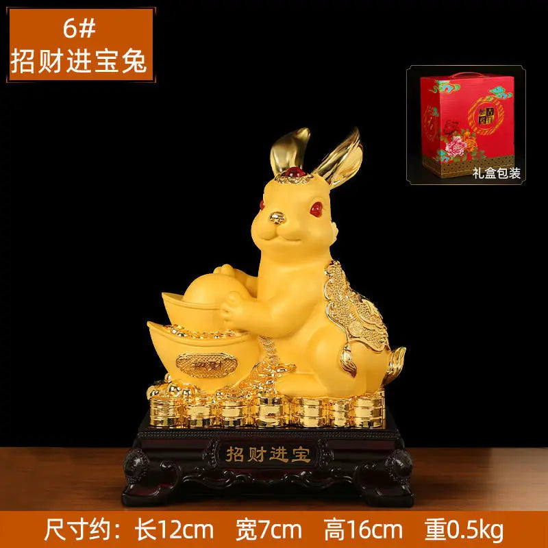 Golden Rabbit Fortune Decays Zodiac Rabbit Money Tank Ruyi Wangcai Living Room Decorations Celebration Mascot