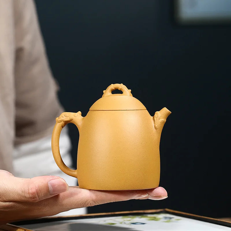 Golden Section Clay Dragon Qin Quan Kettle, Zisha Teapot, Yixing Handmade Pot, Kung-Fu Teaware, Purple Clay Drinkware for Puer