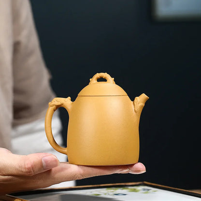 Golden Section Clay Dragon Qin Quan Kettle, Zisha Teapot, Yixing Handmade Pot, Kung-Fu Teaware, Purple Clay Drinkware for Puer