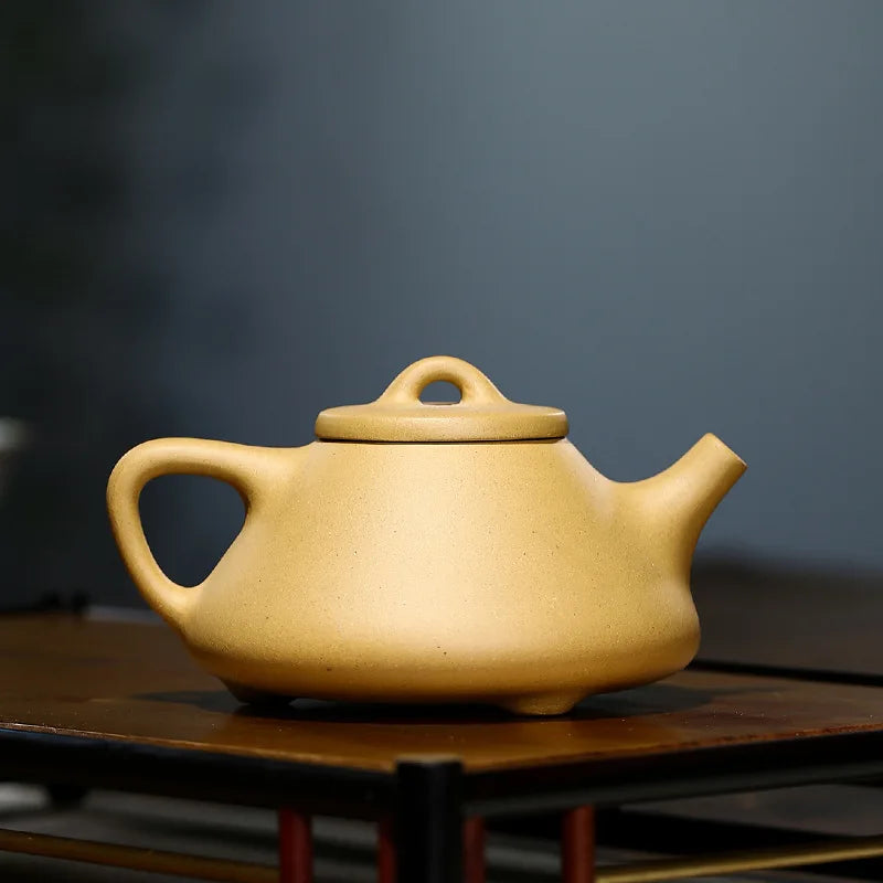 Golden Section of Mud Carved Huiziye Stone Scoop Pot, Zisha Teapot, Yixing Handmade Pot, Kung-Fu Teaware, Purple Clay Drinkware