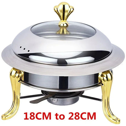 Golden Stainless Steel Alcohol Stove Household Commercial Removable Small Chafing Dish Solid Fuel Boiler Cooking Hot Pots