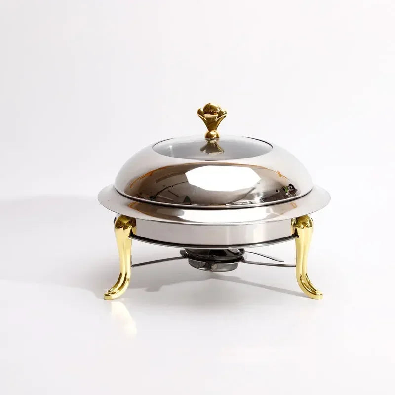 Golden Stainless Steel Alcohol Stove Household Commercial Removable Small Chafing Dish Solid Fuel Boiler Cooking Hot Pots