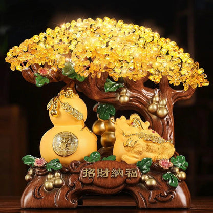 Golden Toad Attraction Wealth and Happiness Ornament Crystal Wealth Tree Gourd Money Shaker Tree Opening Decoration Gift