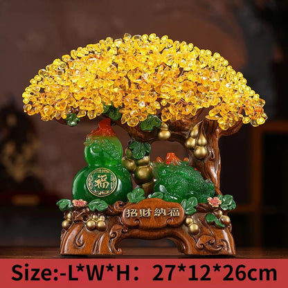 Golden Toad Attraction Wealth and Happiness Ornament Crystal Wealth Tree Gourd Money Shaker Tree Opening Decoration Gift