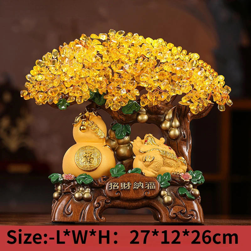 Golden Toad Attraction Wealth and Happiness Ornament Crystal Wealth Tree Gourd Money Shaker Tree Opening Decoration Gift