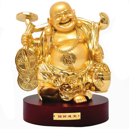 Golden belly laughing Buddha feng shui smiling Buddha statues Maitreya arts and crafts home decoration statue Buddha shiva