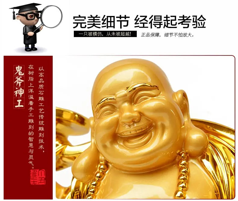 Golden belly laughing Buddha feng shui smiling Buddha statues Maitreya arts and crafts home decoration statue Buddha shiva