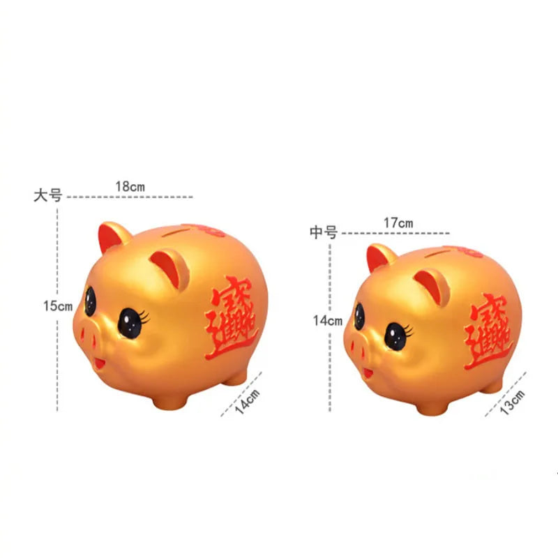 Golden cartoon piggy piggy bank Fall-resistant Lucky Pig Silver Coin Box Children's gift money saving box Home Decorations