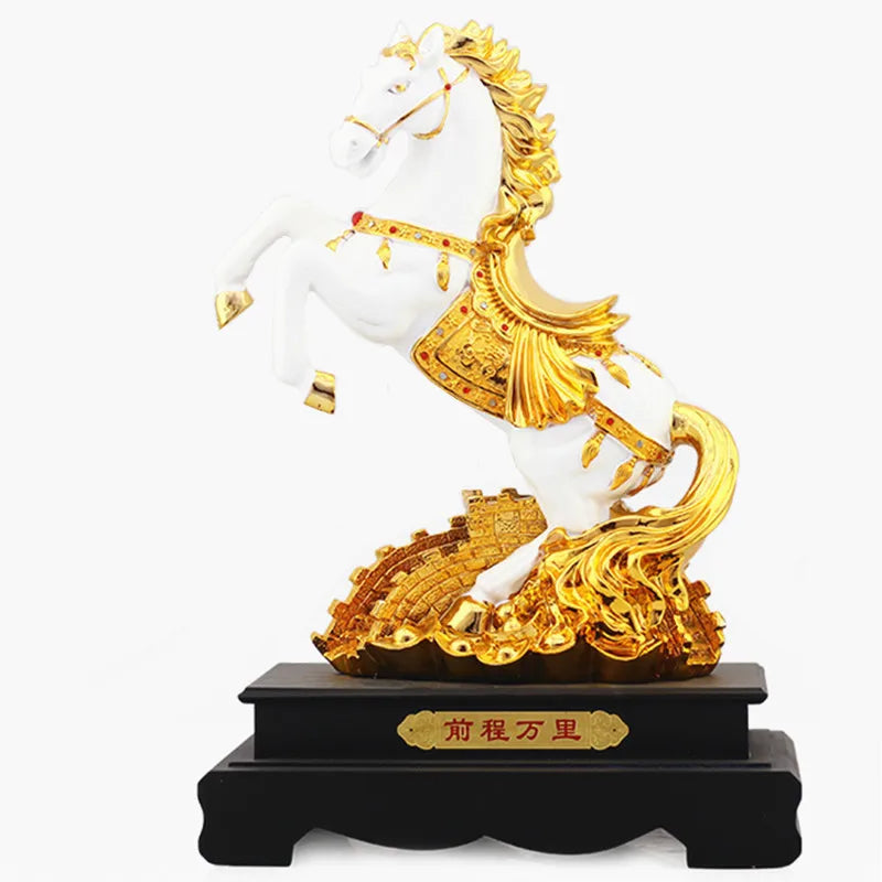 Golden horse statue handicrafts Great Wall horse household decoration feng shui mascot opening gifts good luck Resin decoration