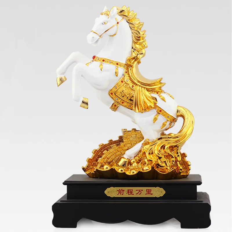 Golden horse statue handicrafts Great Wall horse household decoration feng shui mascot opening gifts good luck Resin decoration