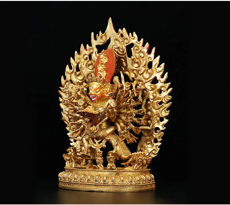 Good LUCK HOME Talisman  Protection # Tibetan Buddhism Yamantaka the Buddha Gilding copper statue  34CM