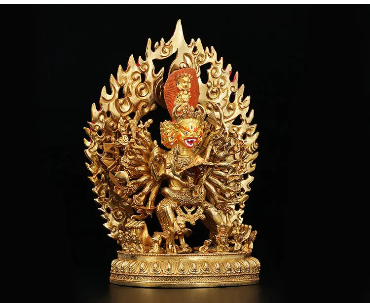 Good LUCK HOME Talisman  Protection # Tibetan Buddhism Yamantaka the Buddha Gilding copper statue  34CM