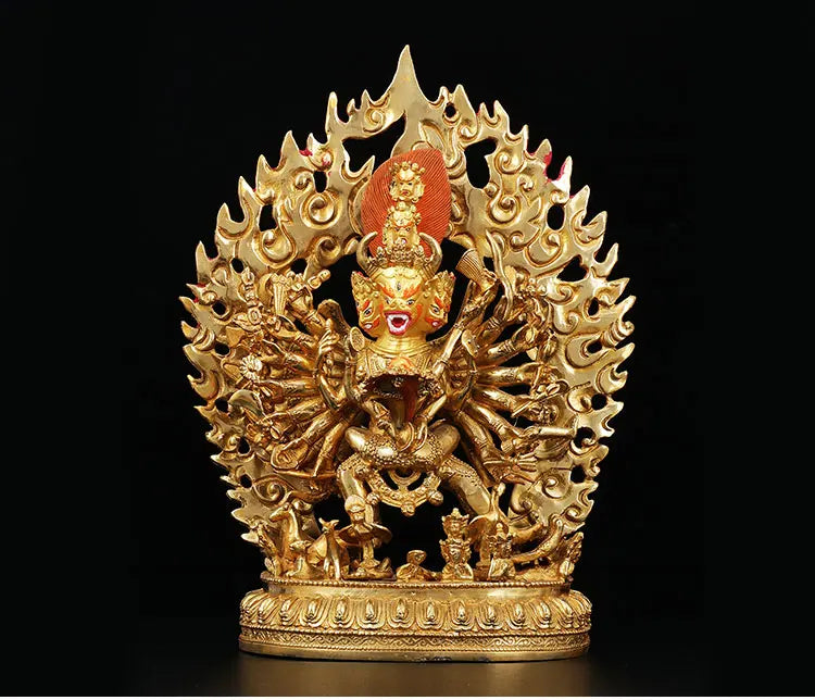 Good LUCK HOME Talisman  Protection # Tibetan Buddhism Yamantaka the Buddha Gilding copper statue  34CM