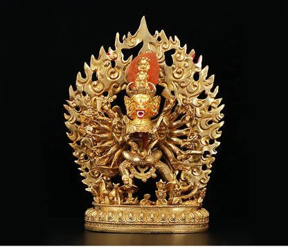 Good LUCK HOME Talisman  Protection # Tibetan Buddhism Yamantaka the Buddha Gilding copper statue  34CM