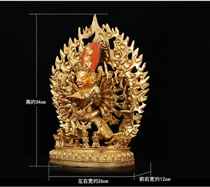 Good LUCK HOME Talisman  Protection # Tibetan Buddhism Yamantaka the Buddha Gilding copper statue  34CM