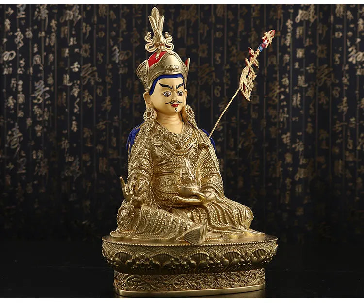 Good LUCK # HOME Temple efficacious Protection India, Tibet GOLD Yellow Jambhala God of wealth mammon buddha statue 33CM