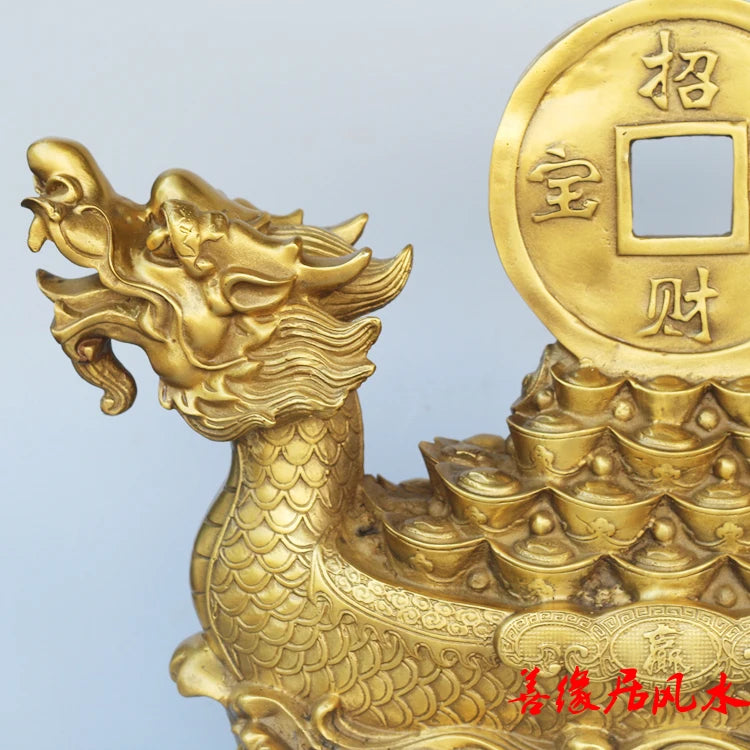 Good LUCK HOME office company efficacious  thriving business  Mascot Success Dragon Sailboat FENG SHUI brass statue