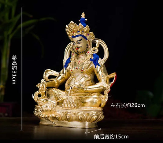 Good LUCK High grade Buddha HOME Company Money drawing full Gilding Gold-plated Yellow Jambhala Zambala Buddha statue  31CM