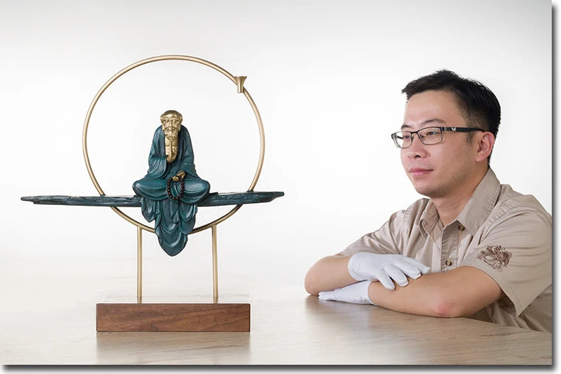 Good LUCK Home office hall lobby TOP Decor ART -Buddhism Dhyana Damo Buddha statue BRASS Hand engraving art sculpture  47CM