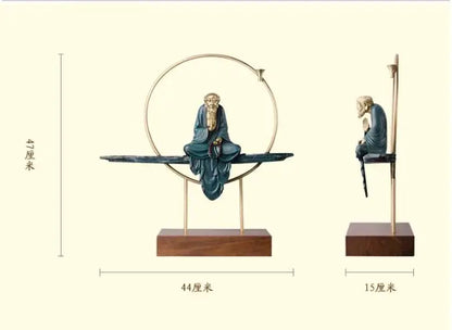 Good LUCK Home office hall lobby TOP Decor ART -Buddhism Dhyana Damo Buddha statue BRASS Hand engraving art sculpture  47CM