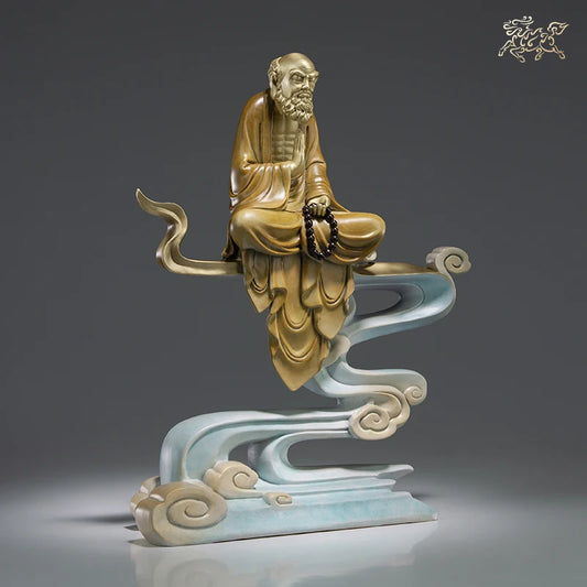 Good LUCK Sculpture Home office hall lobby TOP Decor ART Buddhism Dhyana Da mo Buddha statue BRASS Hand engraving art