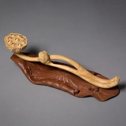 Good Luck and Happiness Ruyi Lotus Boxwood Carving Wood Home Culture Decoration Carving Crafts Living Room Town House Decoration