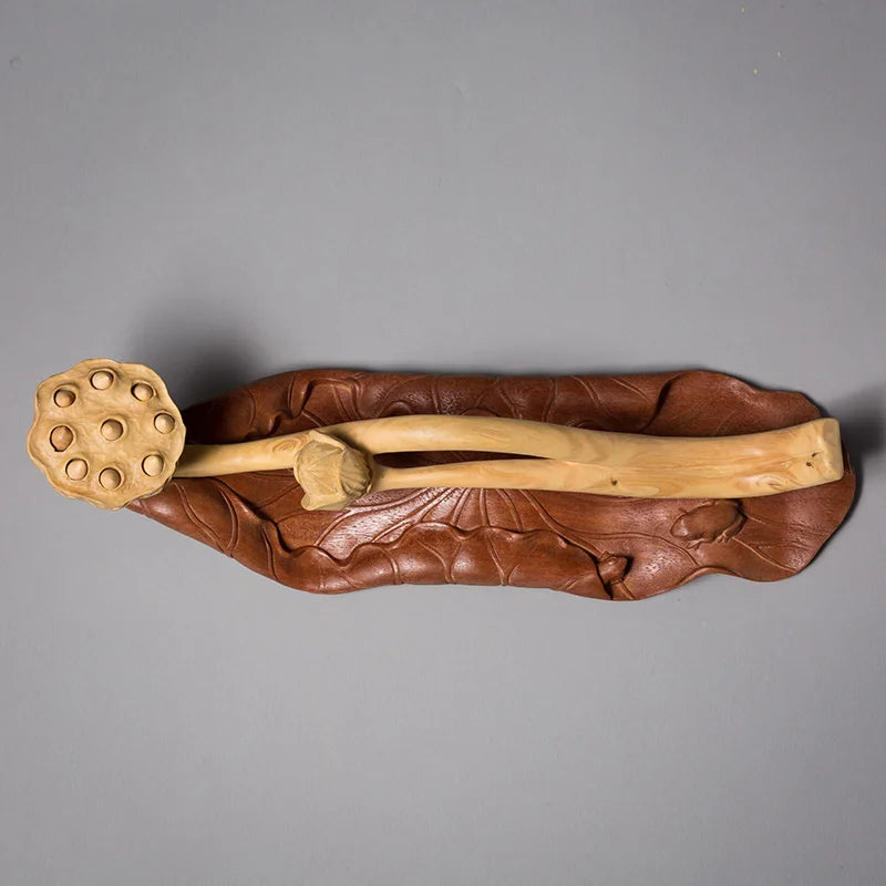 Good Luck and Happiness Ruyi Lotus Boxwood Carving Wood Home Culture Decoration Carving Crafts Living Room Town House Decoration