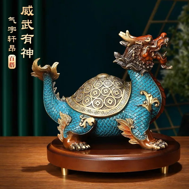 Good Omens Home Company Royal COPPER fortune Dragon turtle statue GOOD LUCK thriving business money Success FENG SHUI 50% OFF