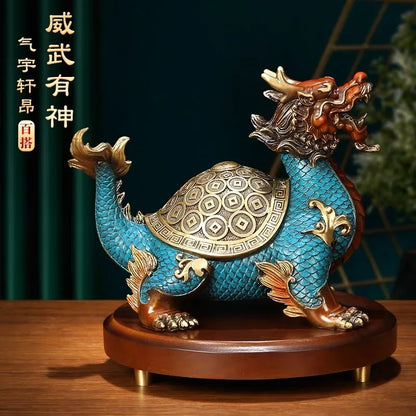 Good Omens Home Company Royal COPPER fortune Dragon turtle statue GOOD LUCK thriving business money Success FENG SHUI 50% OFF