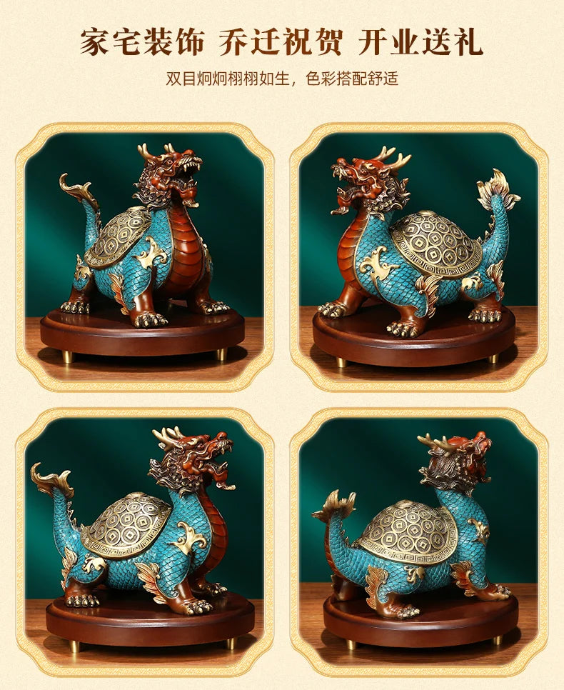 Good Omens Home Company Royal COPPER fortune Dragon turtle statue GOOD LUCK thriving business money Success FENG SHUI 50% OFF