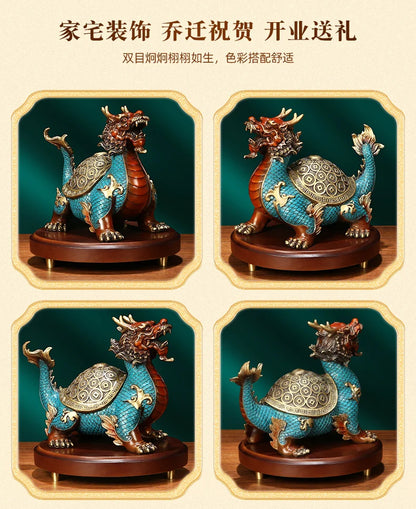 Good Omens Home Company Royal COPPER fortune Dragon turtle statue GOOD LUCK thriving business money Success FENG SHUI 50% OFF